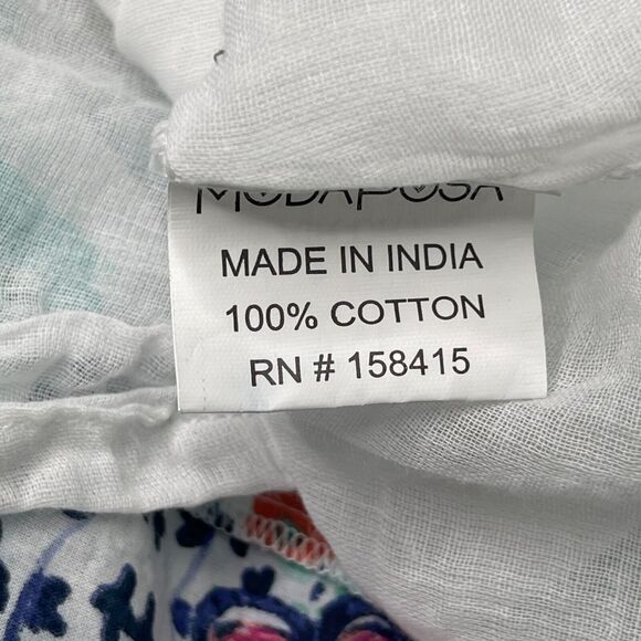 Modaposa Sun Dress Women Medium Turquoise Floral Print 100% Cotton Lined Pockets - Picture 10 of 13